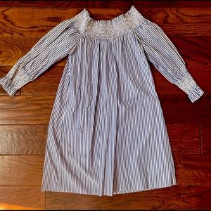 Blue and White striped off the shoulder dress